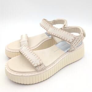 Dolce Vita Debra Platform Sandals Women's Suede Leather Ivory Size US10 EU42